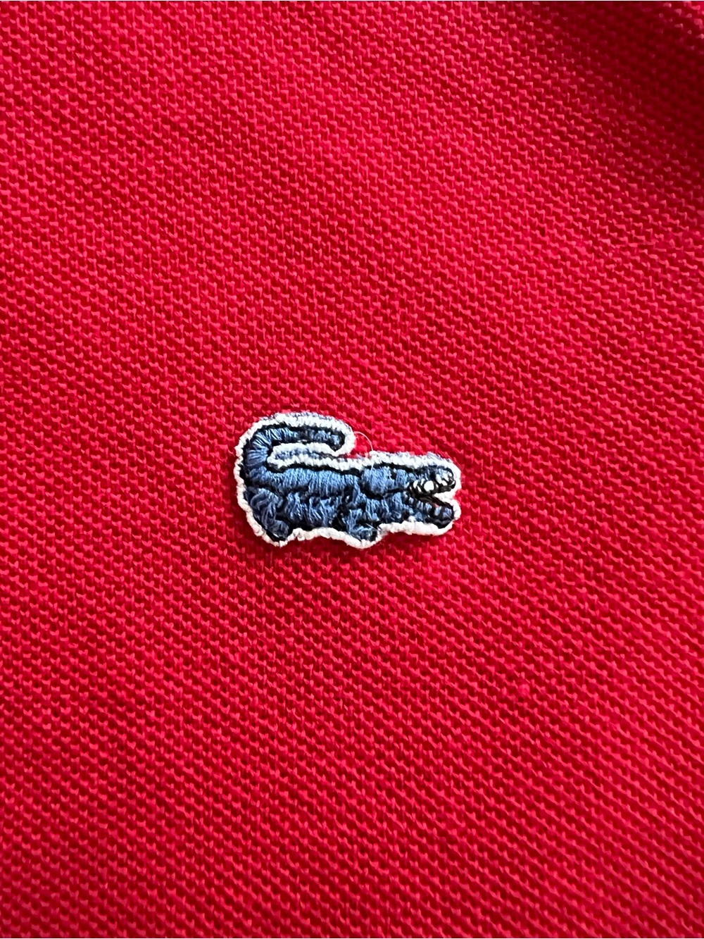 Vintage 1970’s Lacoste Bright Red Polo with Embroidered Crocodile and long tail - Picture 3 of 6